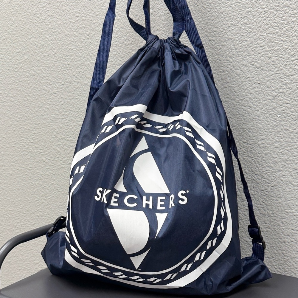 Skechers Blue and White Drawstring Bag